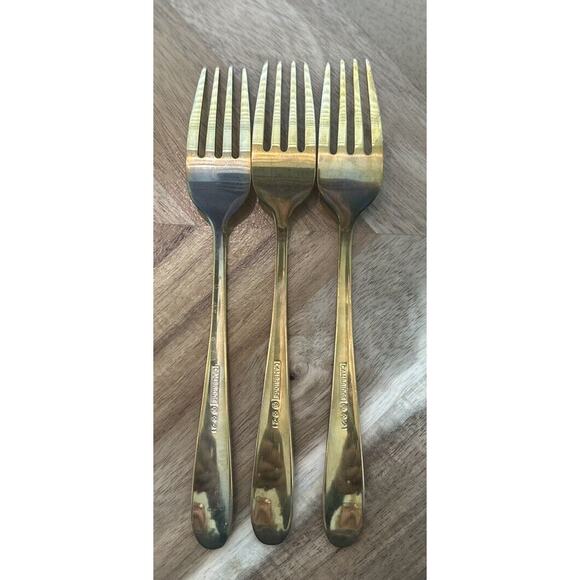 Cambridge Gold #21 3 Knives 3 Dinner 3 Salad‎ Forks 4 Dinner 1 Dessert Spoon Set - Picture 12 of 12